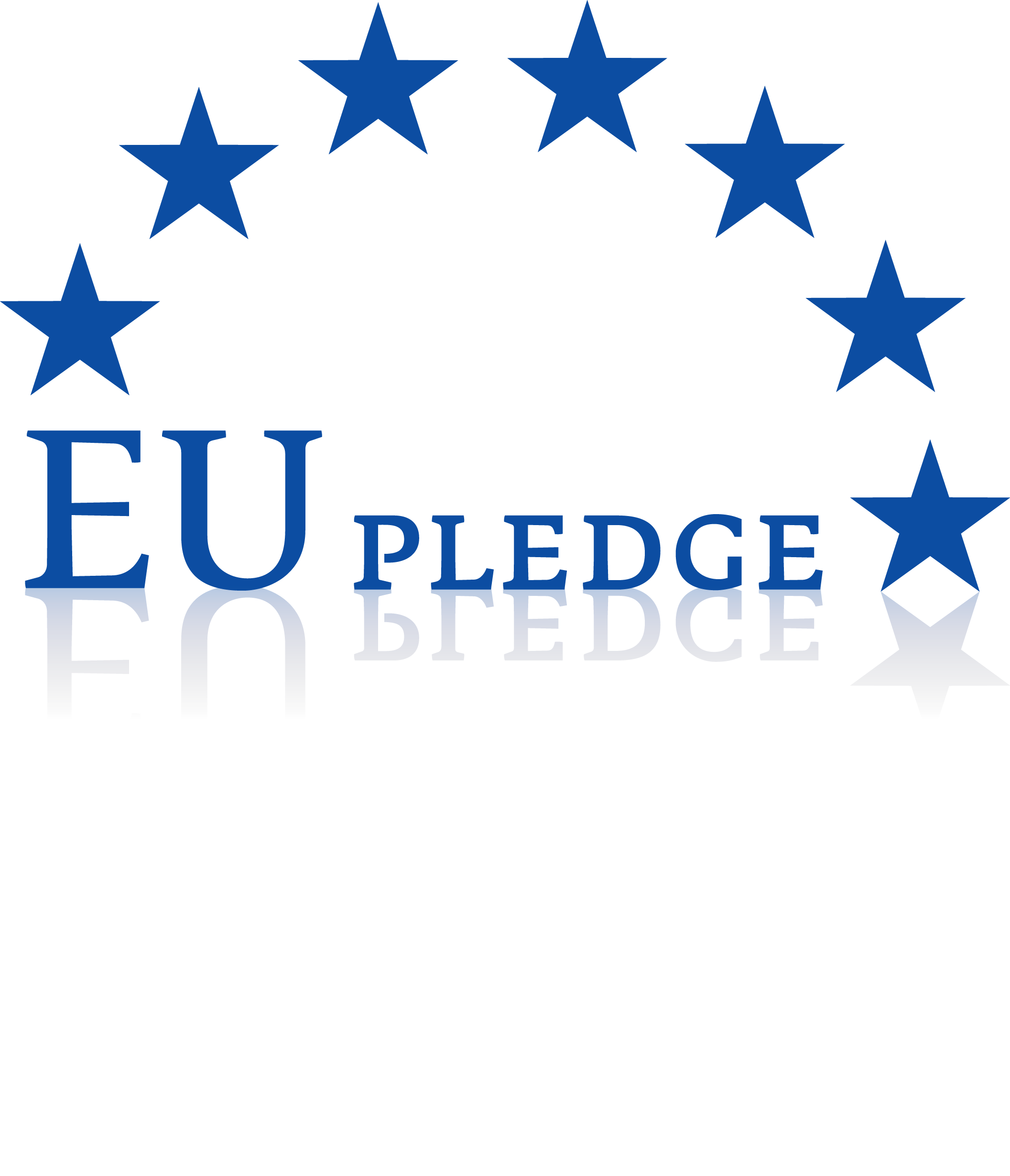 The image is composed of the writing EU Pledge and includes seven stars. 