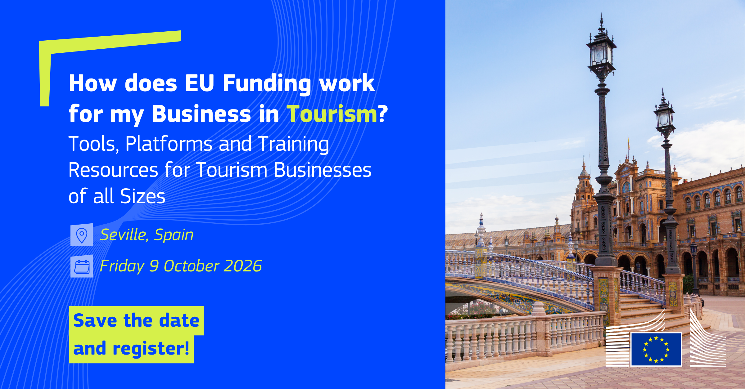 How does EU Funding work for my Business in Tourism? Event visual for promotion.