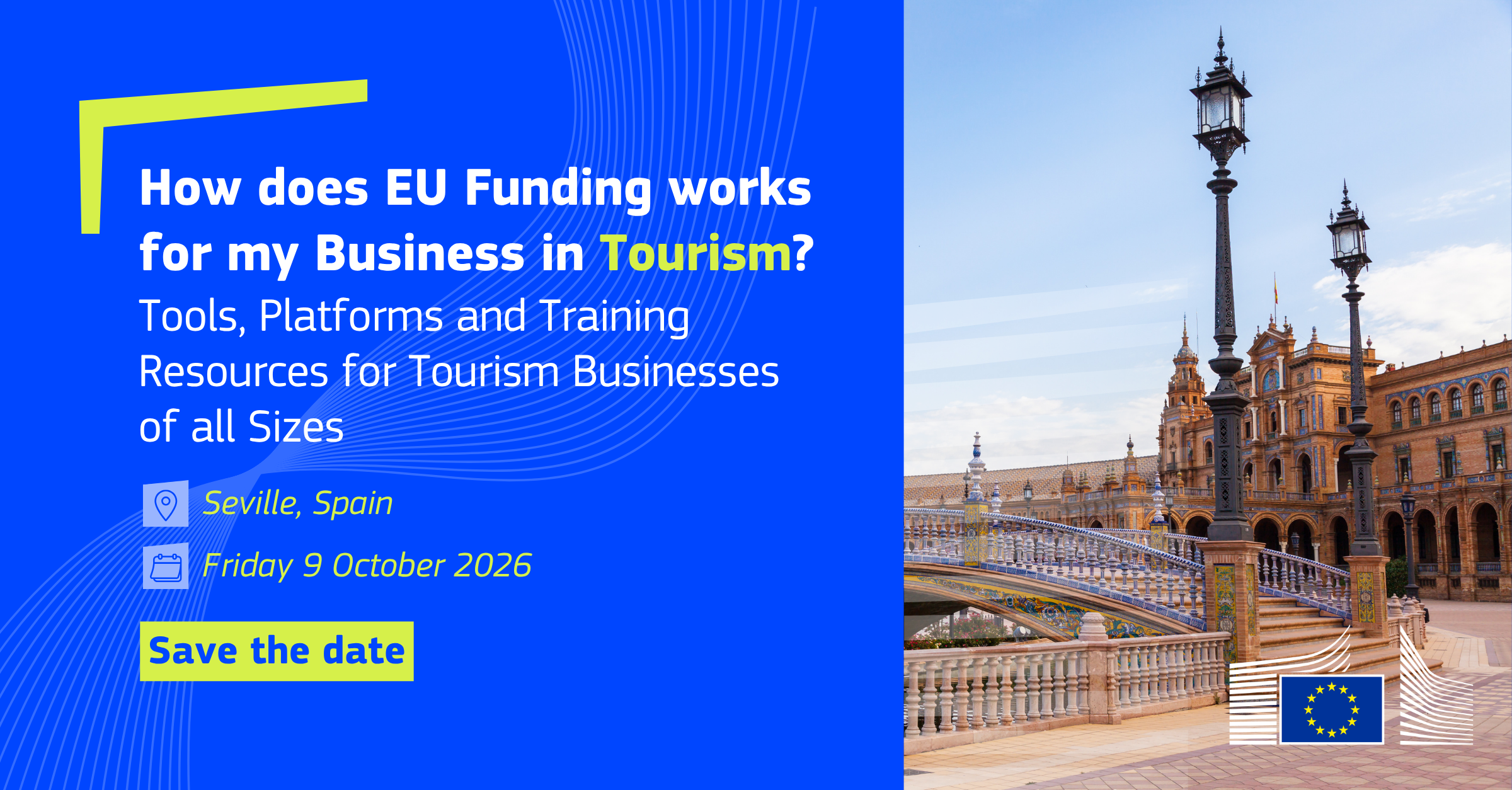 How does EU Funding work for my Business in Tourism? Event visual for promotion.