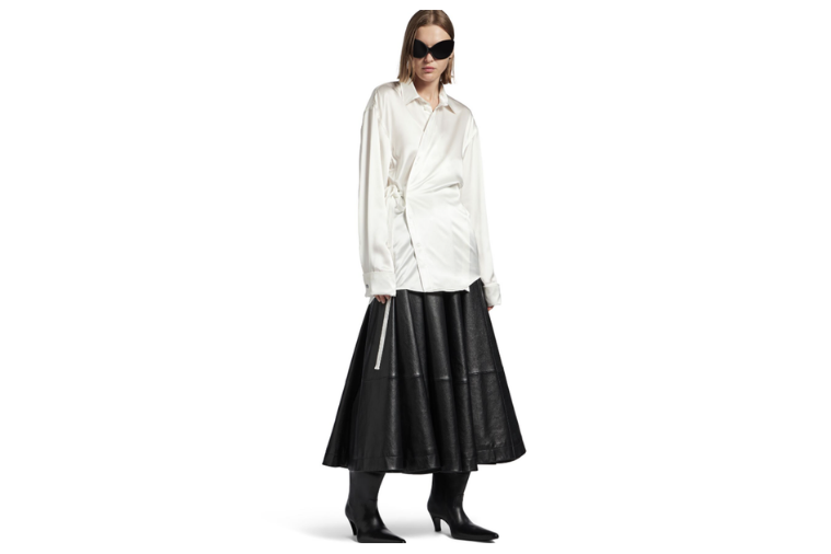 woman in black and white outfit