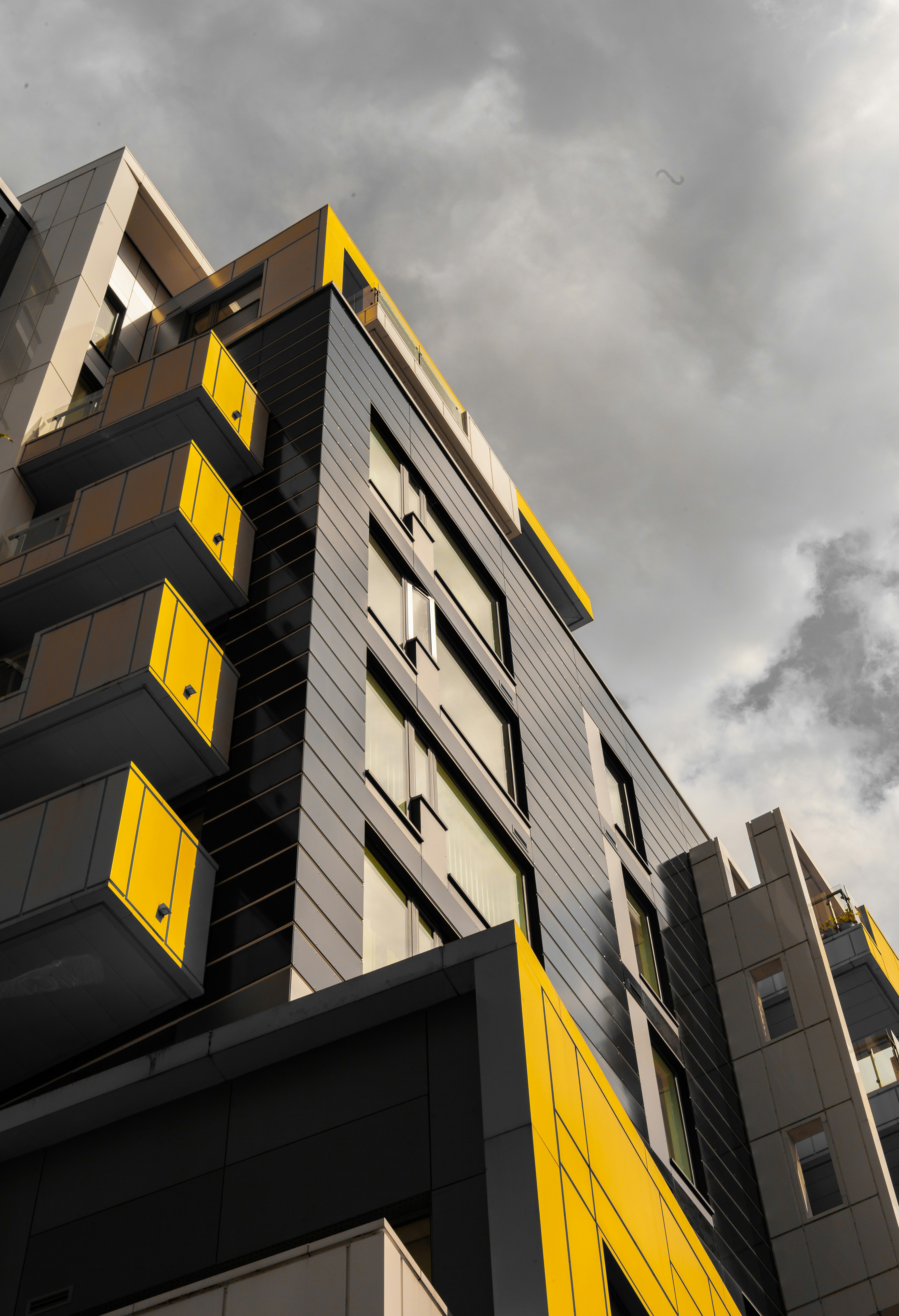 The picture presents a block of flats. 