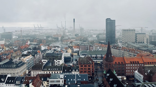 An illustrative photo of a urban landscape and architectural diversity in Denmark