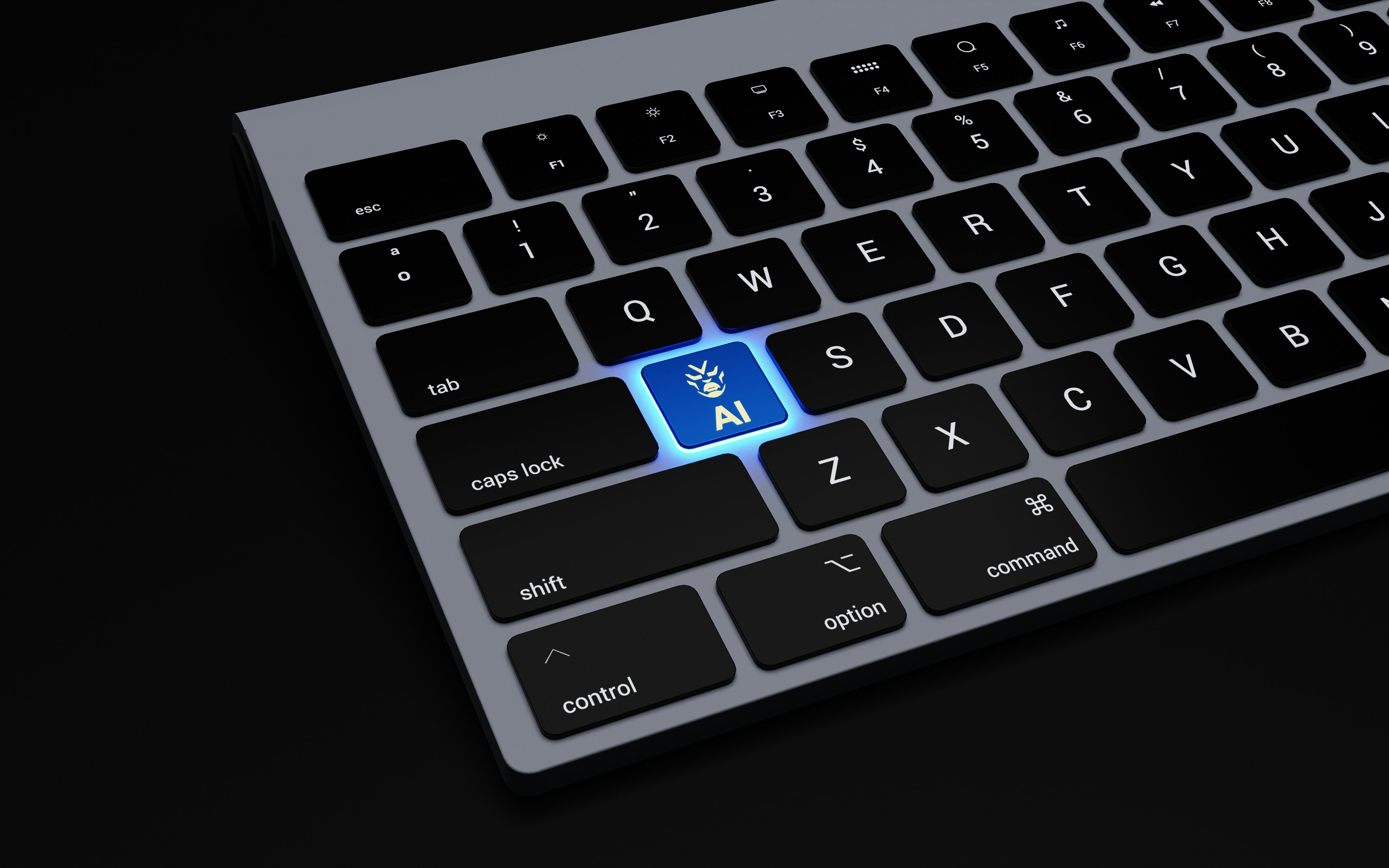 An illustrative photo of a keyboard on a black surface