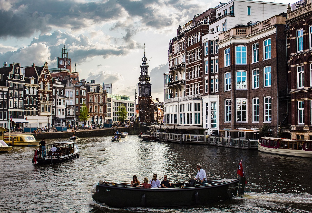 An illustrative photo of a canal scene in Amsterdam.