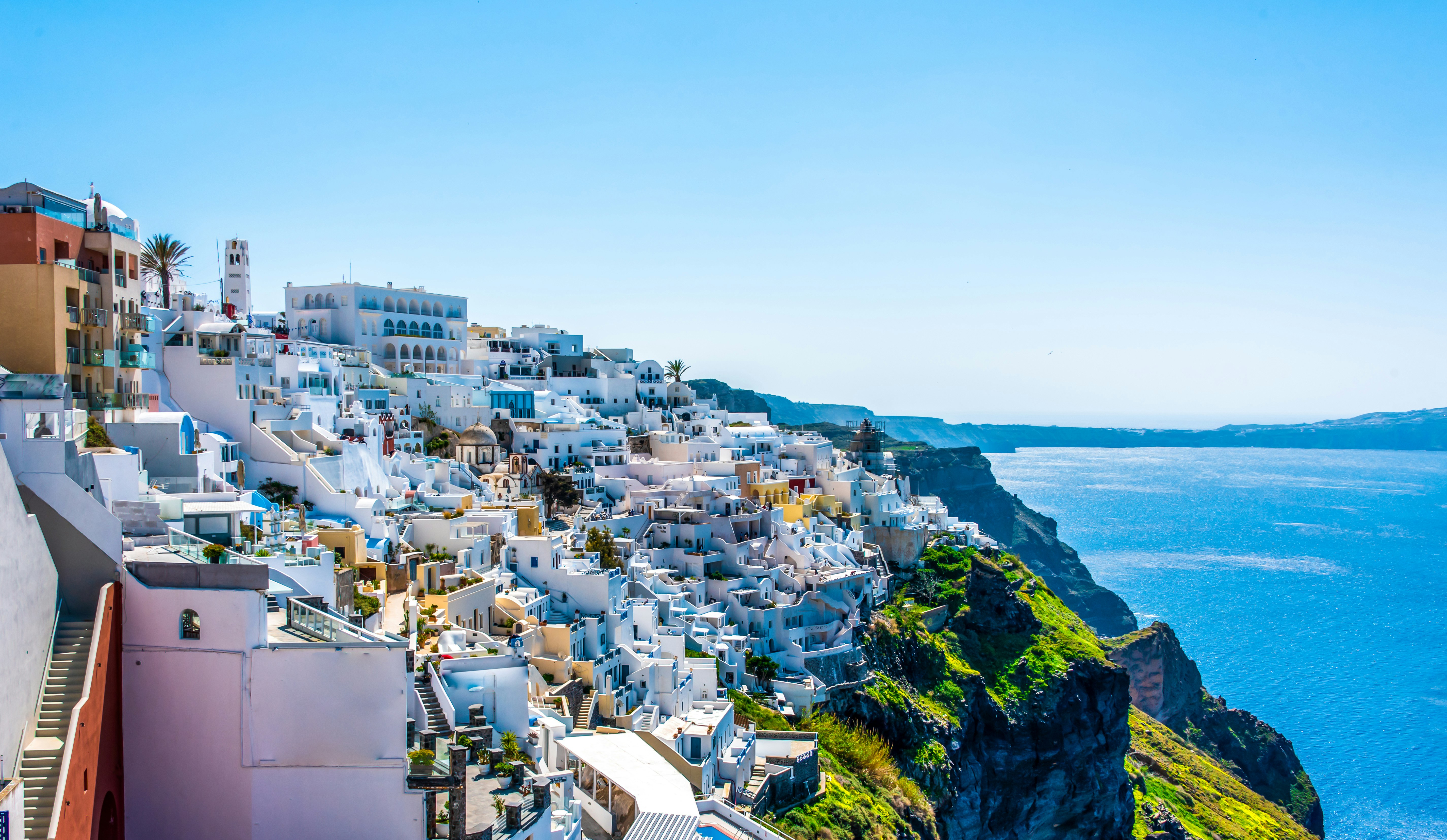 An illustrative photo of Santorini Fira Greek island panoramic near sea