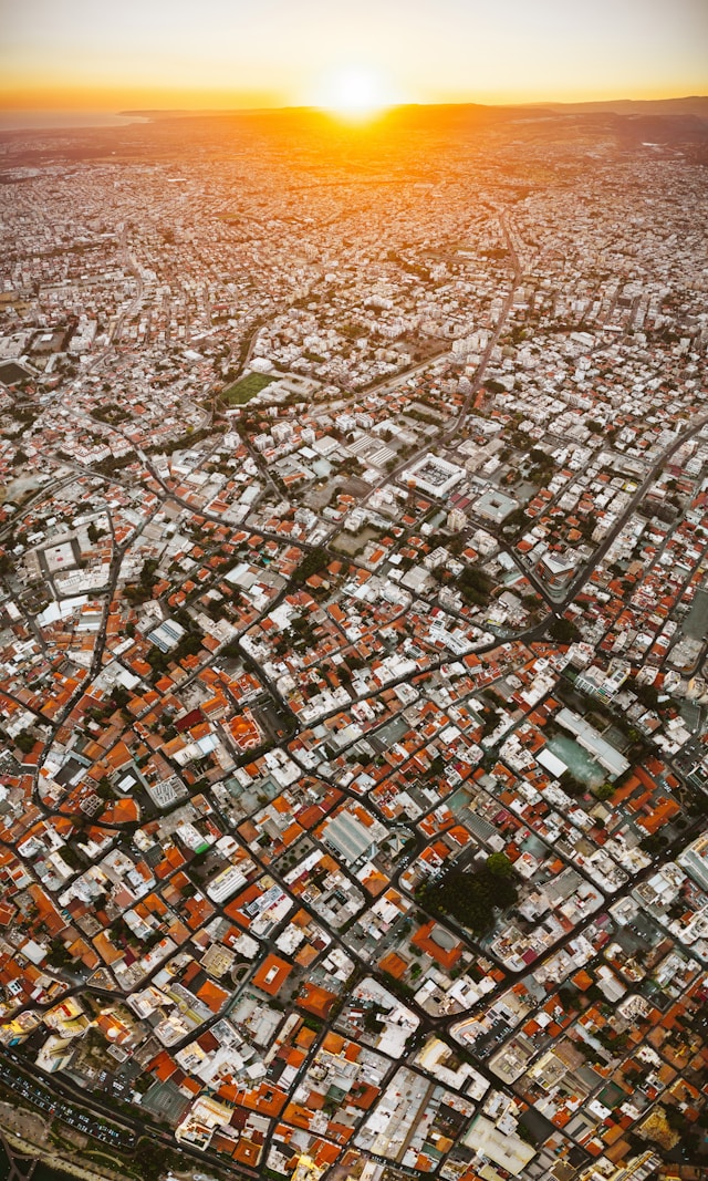 Photo by Unsplash An illustrative photo of densely populated city during sunset in Cyprus