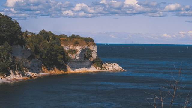 An illustrative photo of a rocky island adorned with trees sits amidst clear blue water