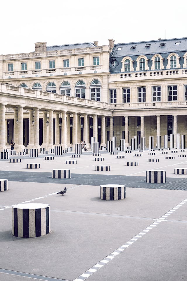 An illustrative photo of Facade of Palais Royal with columns in town