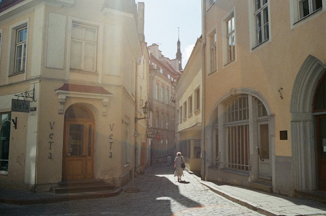 An illustrative photo of a cobblestone street in a historic Estonian town