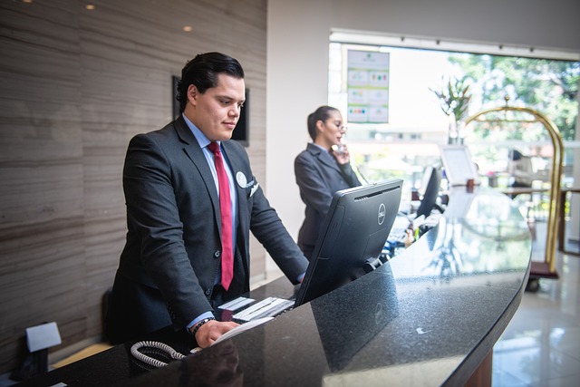 An illustrative photo of a receptionist man in hotel