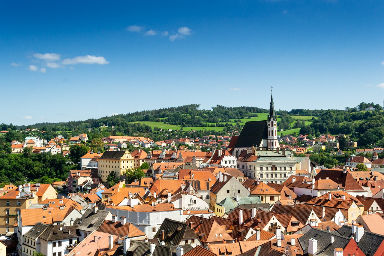 An illustrative photo of a town with closely packed buildings in Czech Republic