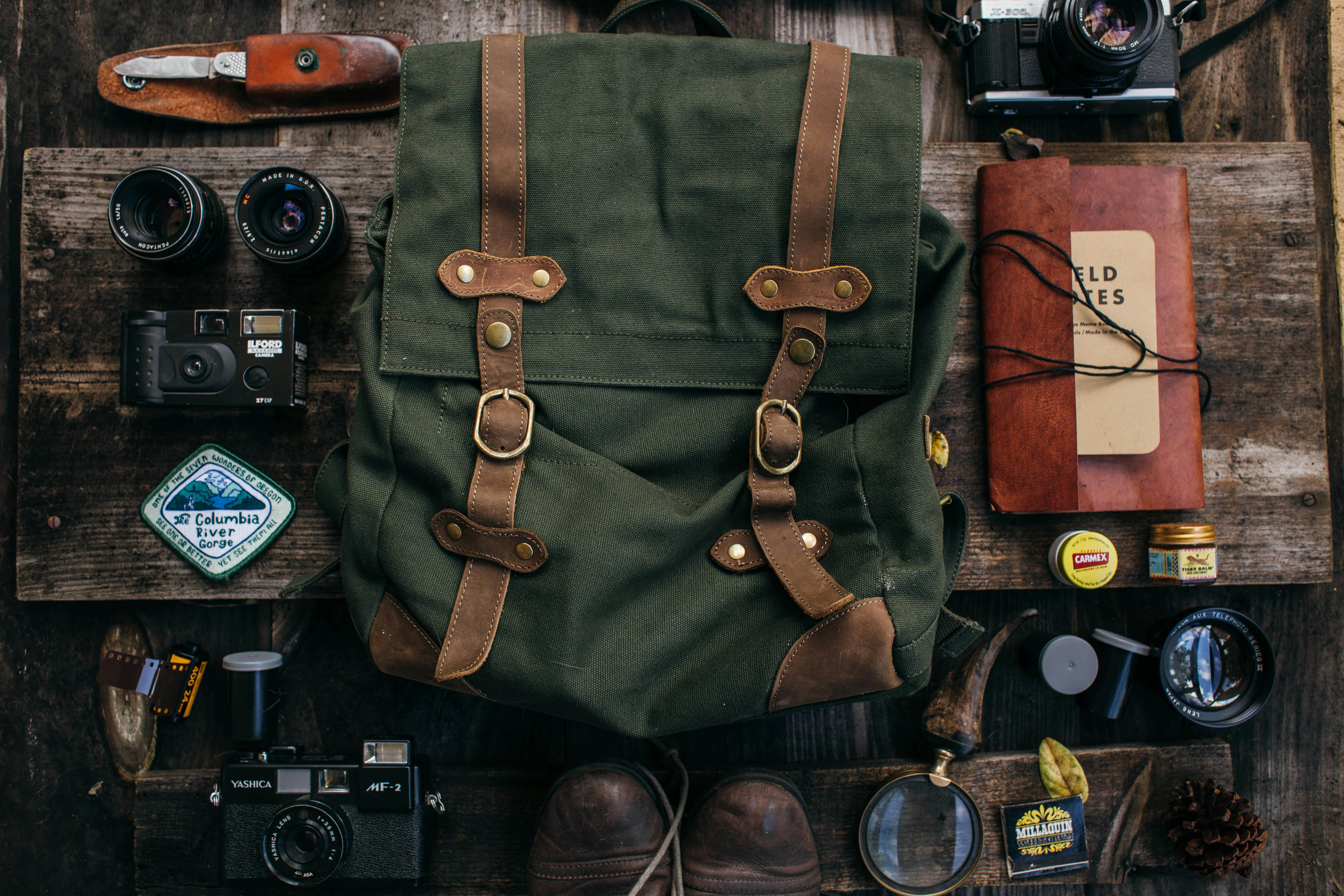 An illustrative photo of a set of different items for exploration on desk with cameras