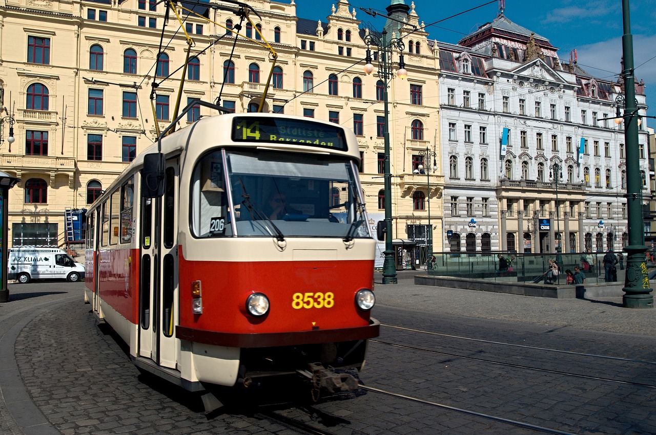 An illustrative photo of a tram on the street of Prague