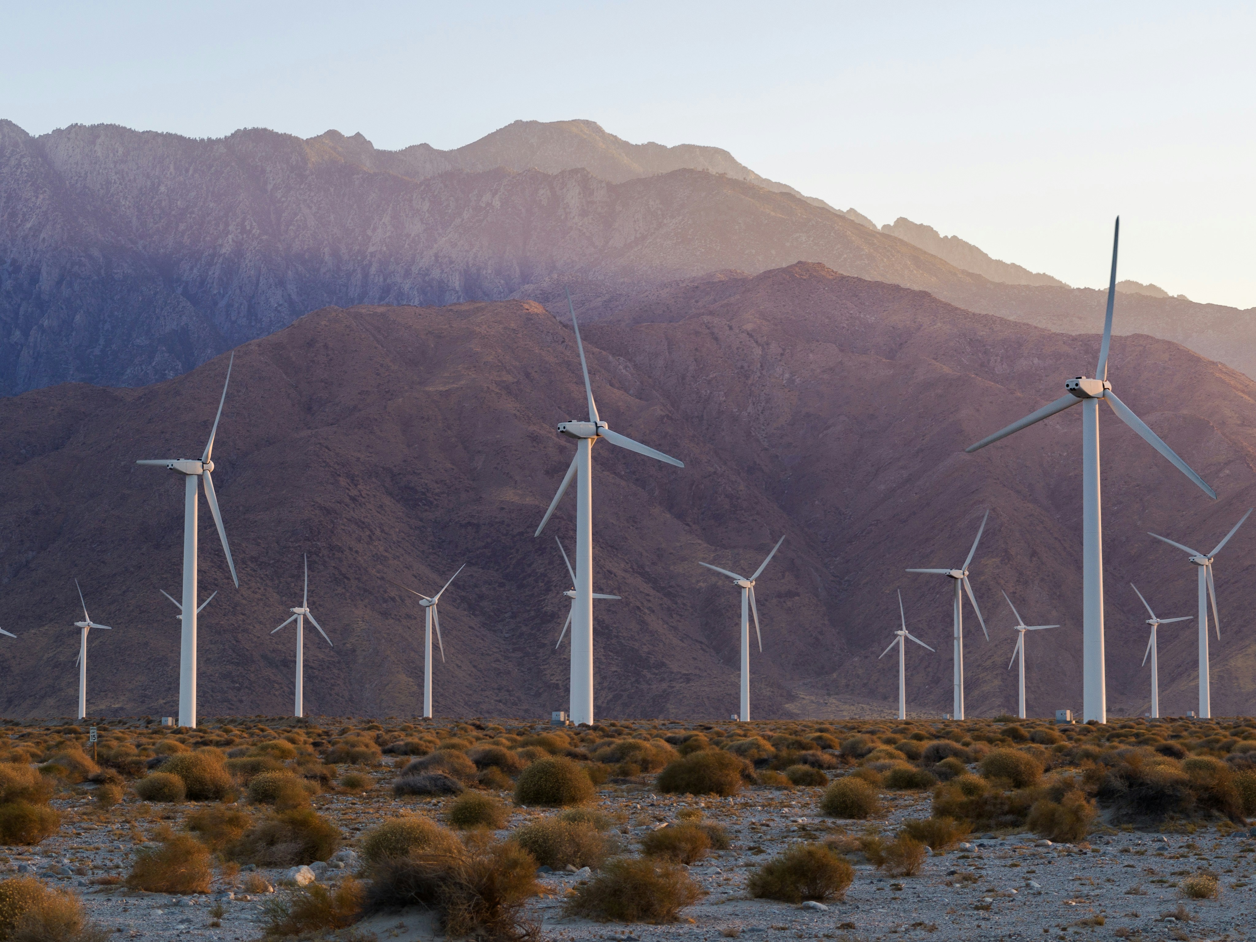 Photo by Unsplash An illustrative photo of windmills in the desert with mountains in the background