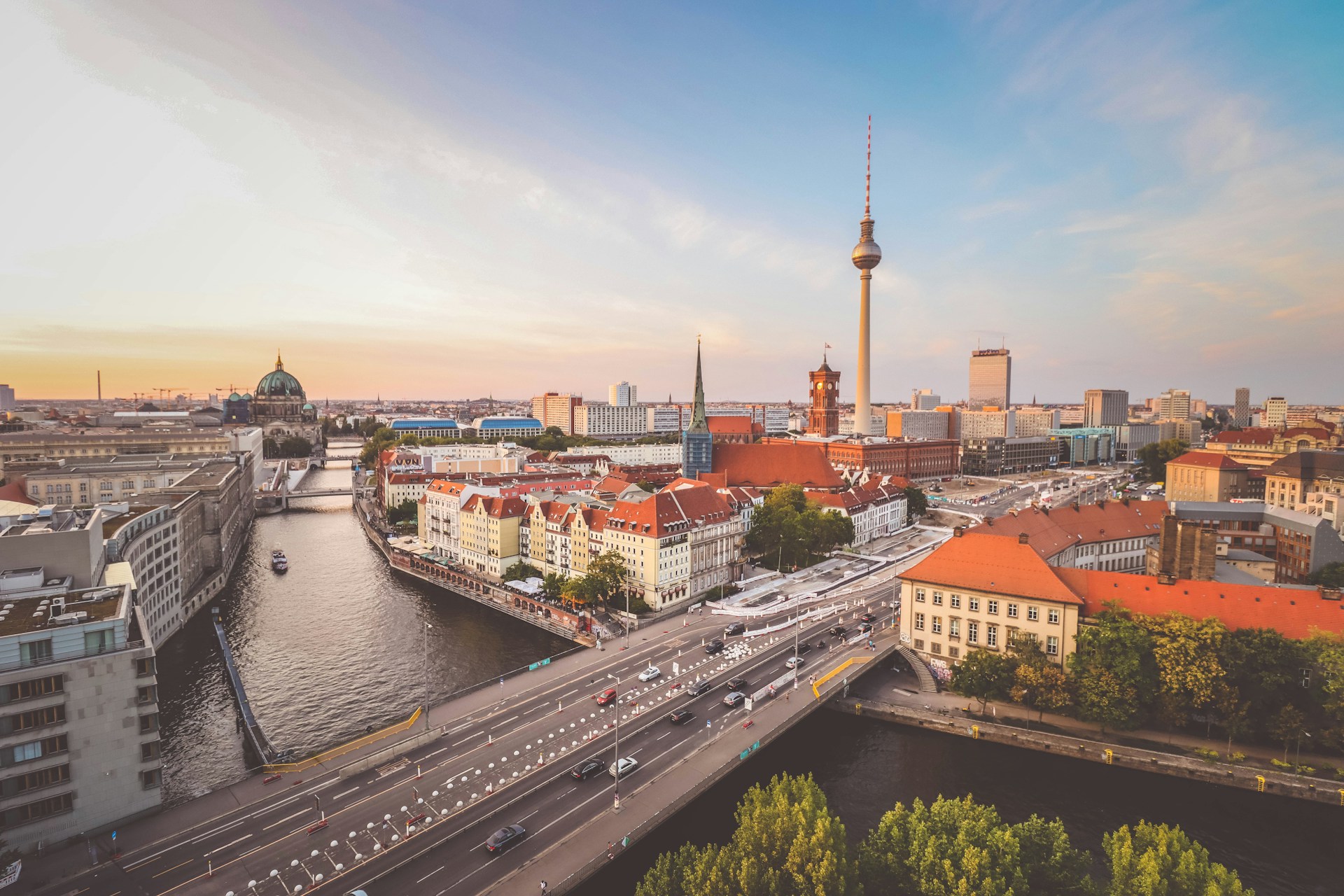 An illustrative photo of the city of Berlin near a river