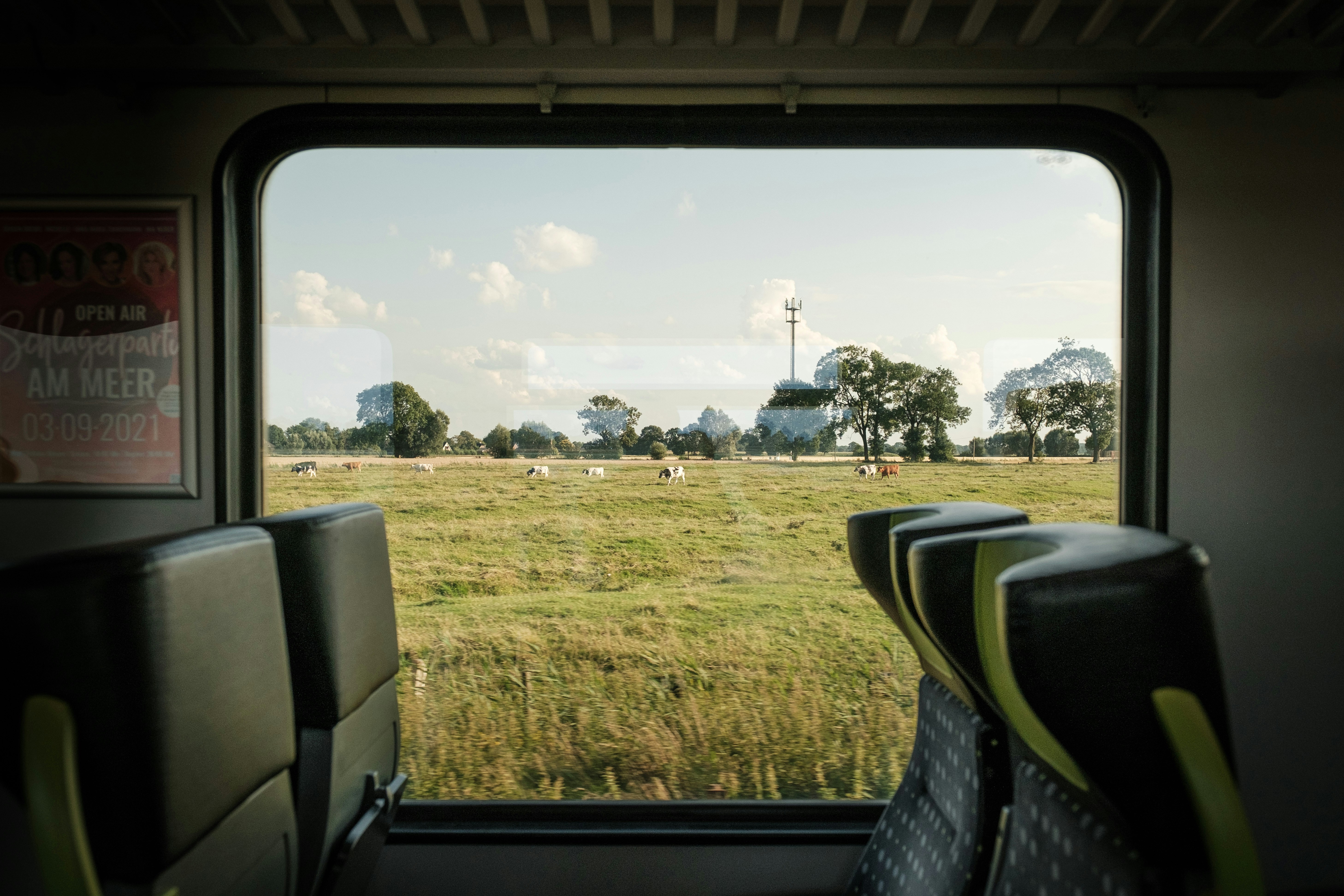 An illustrative photo of a view from a window in a train