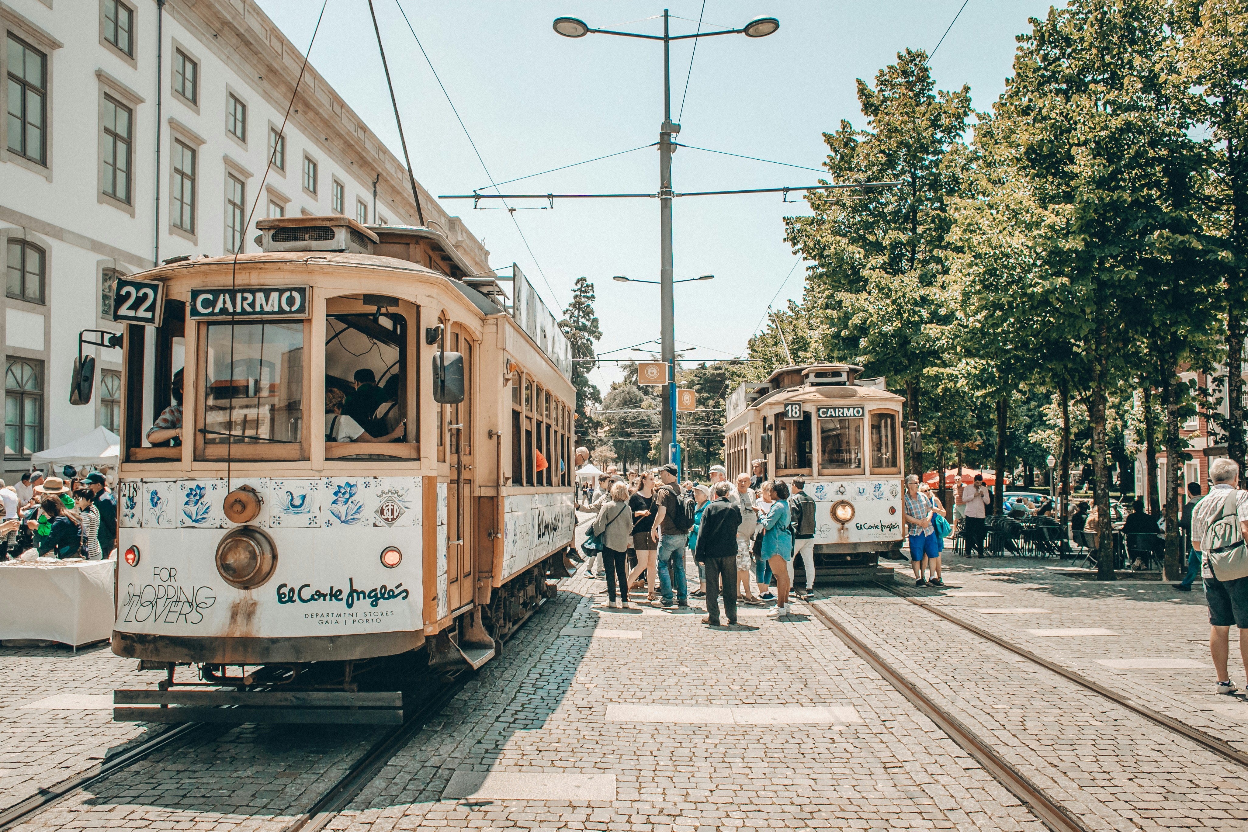 An illustrative photo of a white and brown tram.