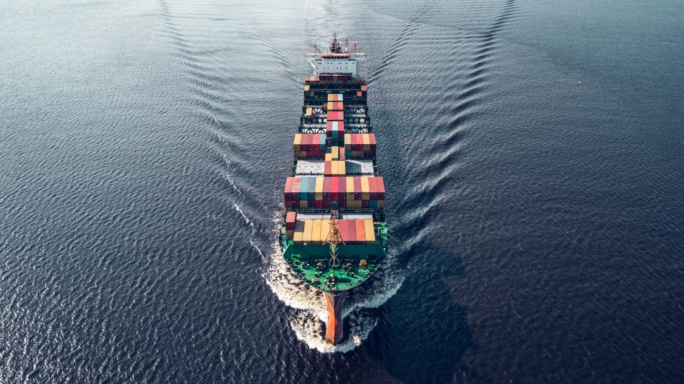 Large commercial ship in the sea Large commercial ship in the sea