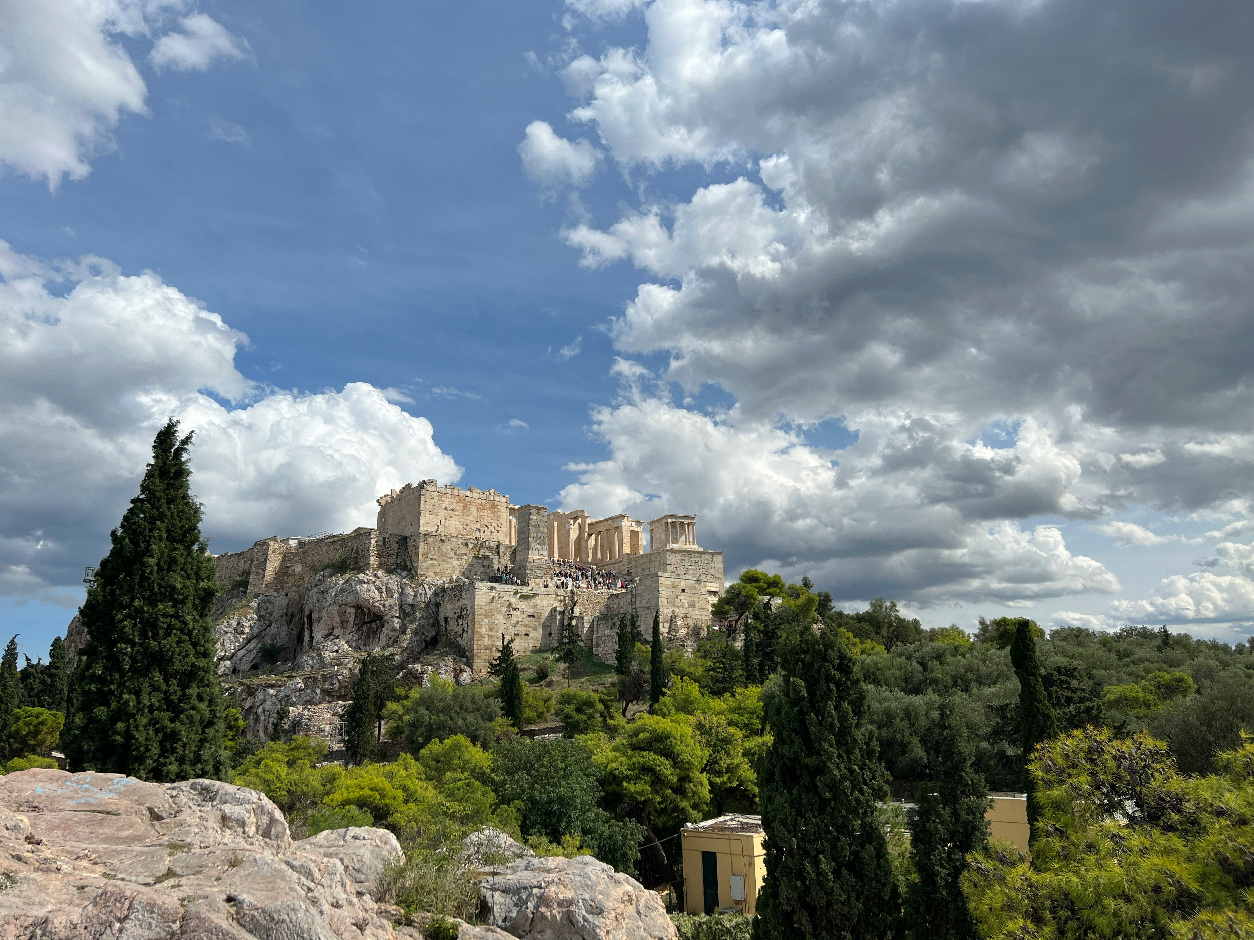 An illustrative photo of a stone castle on a hill.