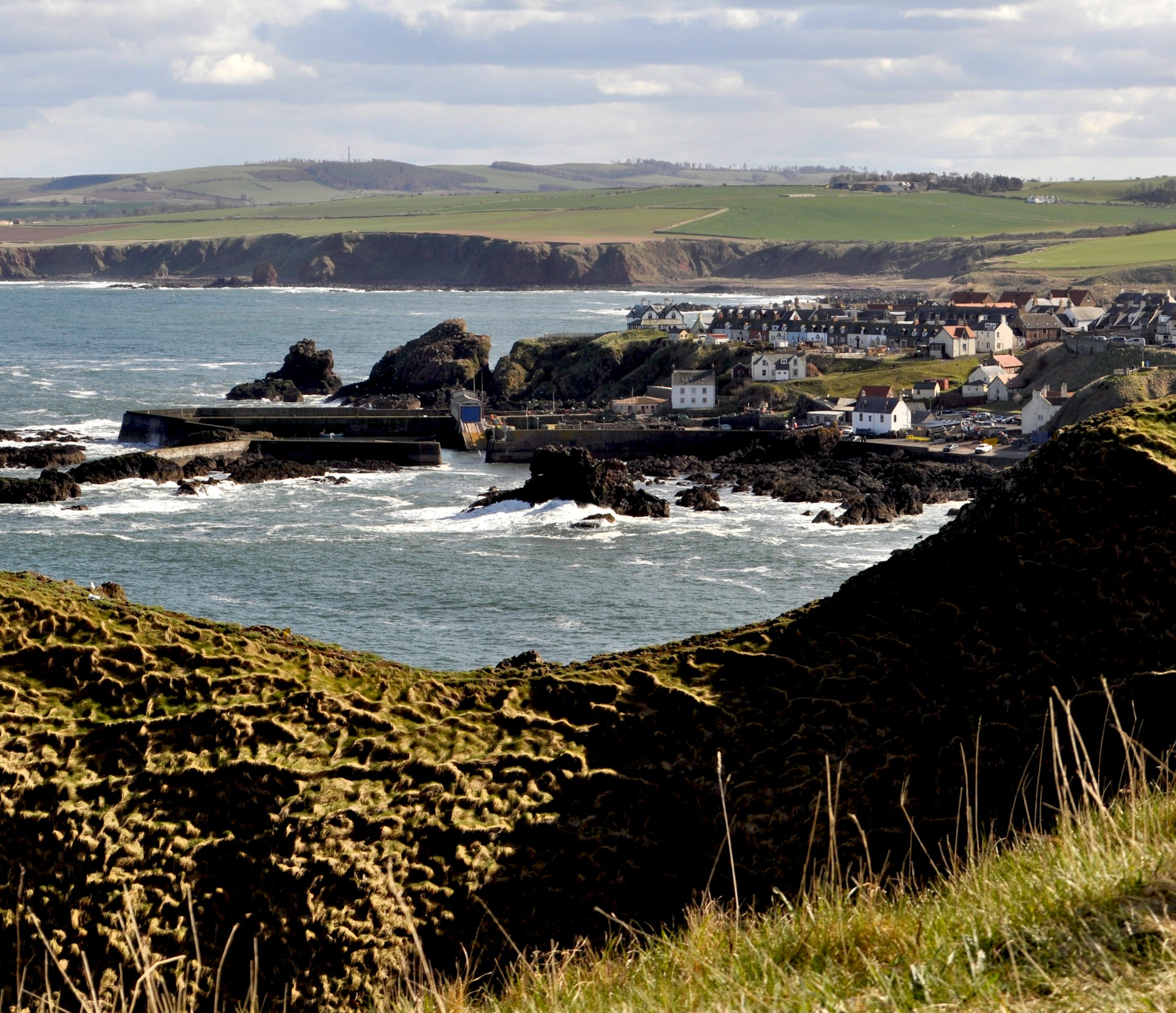 Village on a rocky coastline