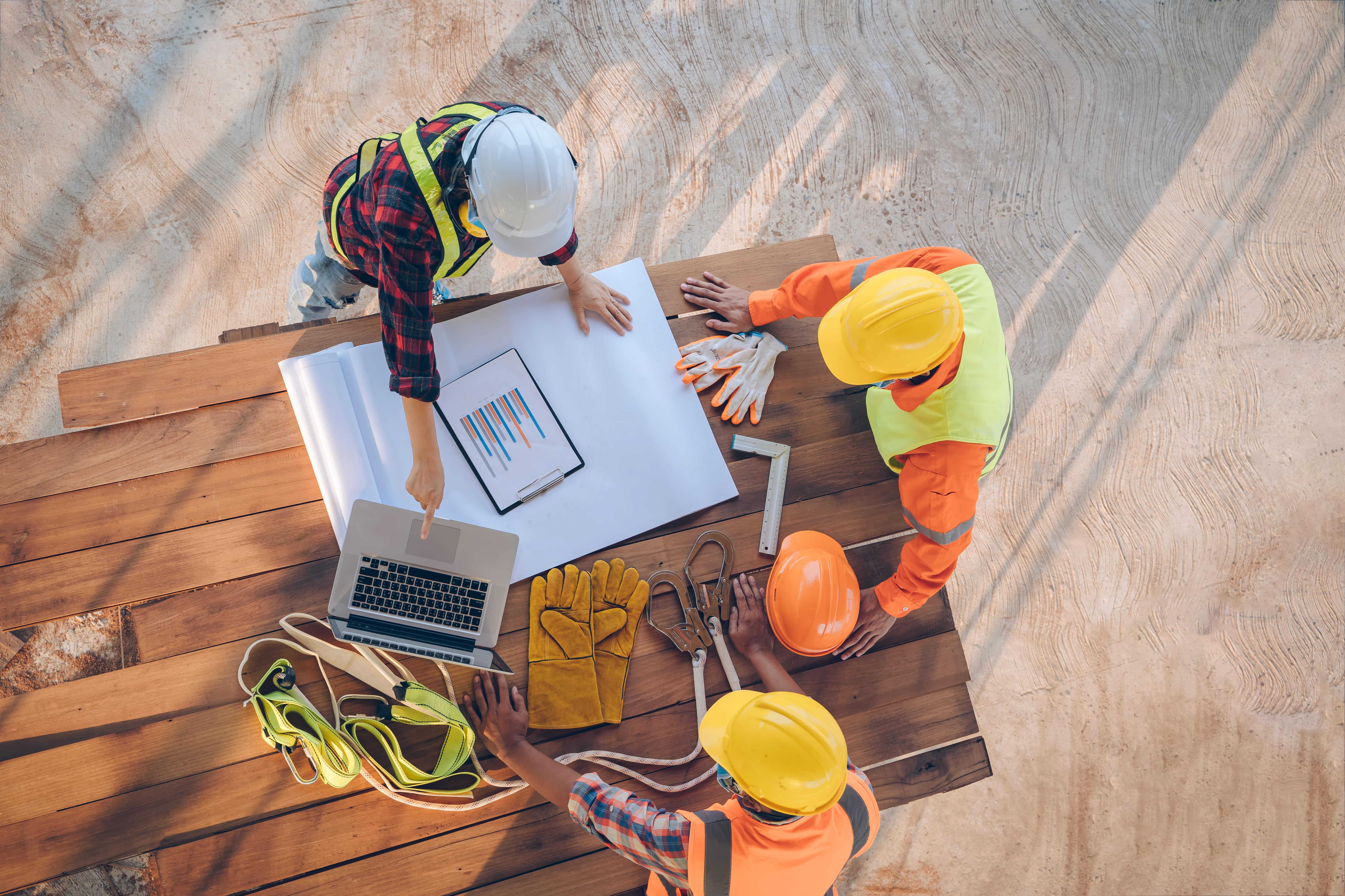 Workers on construction site.