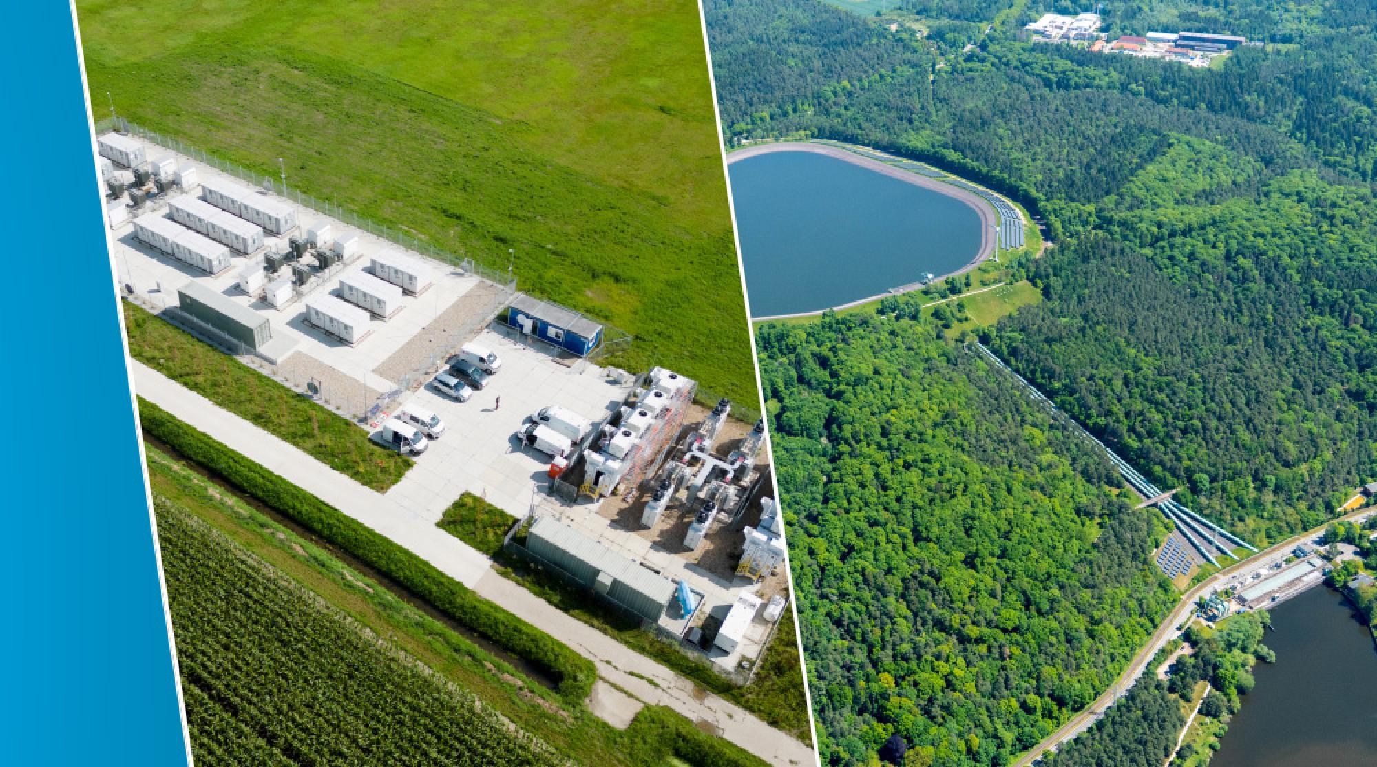 Image showing aerial shot of a factory facility and a lake