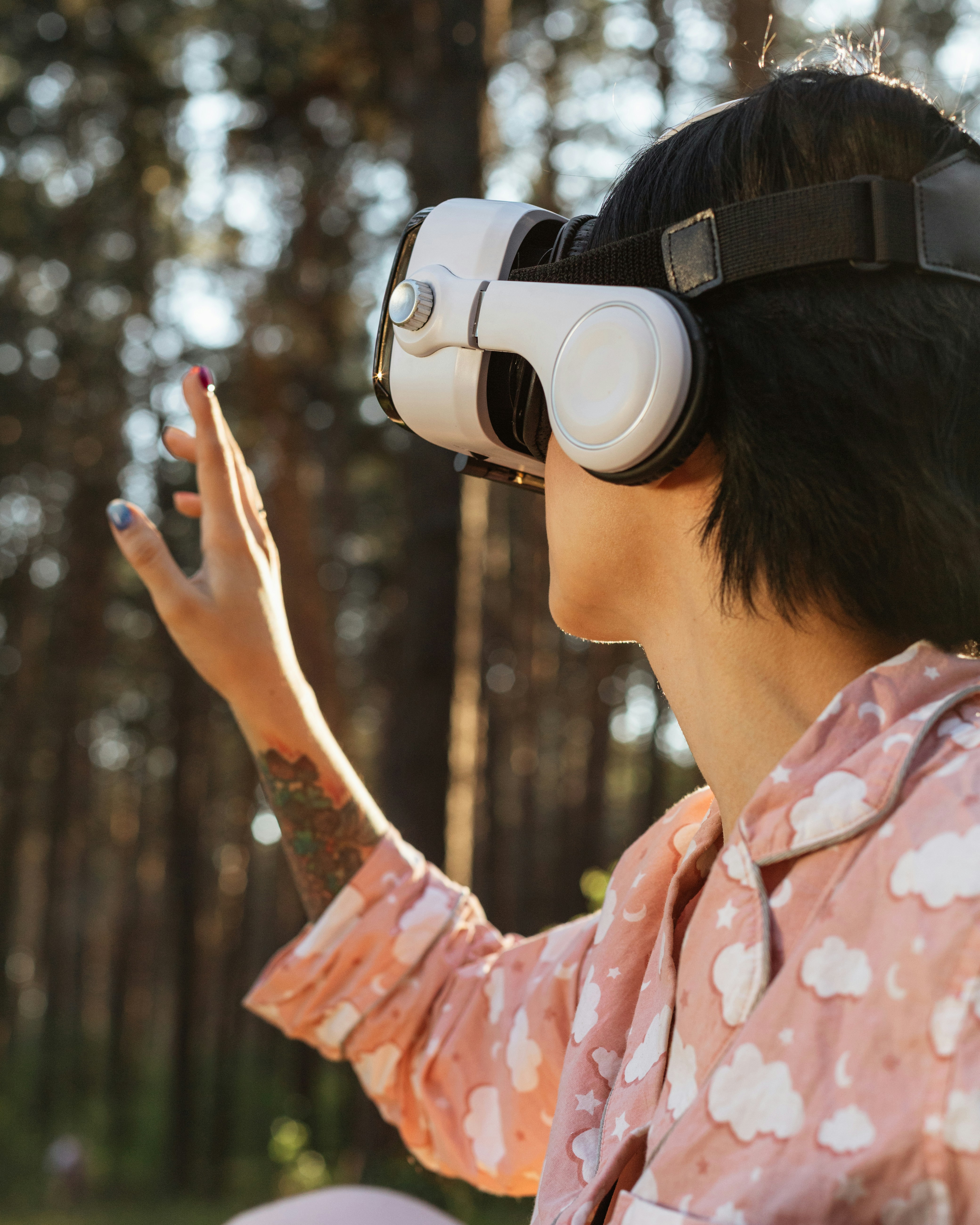 A person wearing VR glasses