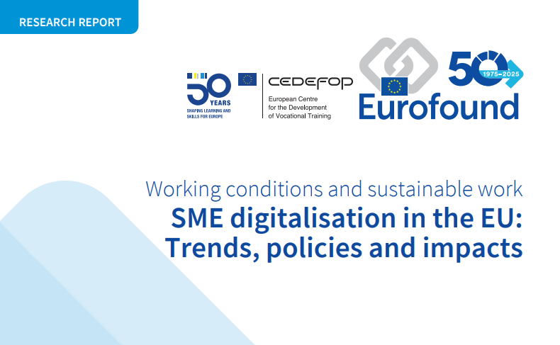 Cover image of a research report titled “SME digitalisation in the EU: Trends, policies and impacts".