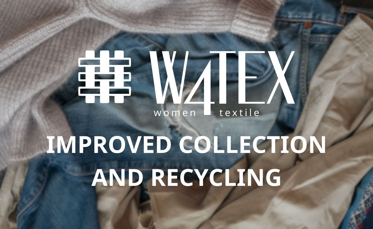 Clothes laid out with the text “WATEX women textile – Improved collection and recycling".
