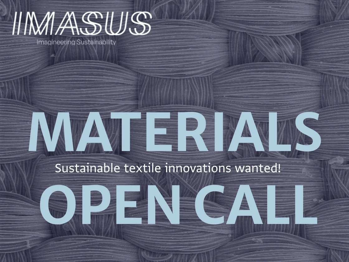 Graphic announcing an open call for sustainable textile materials.