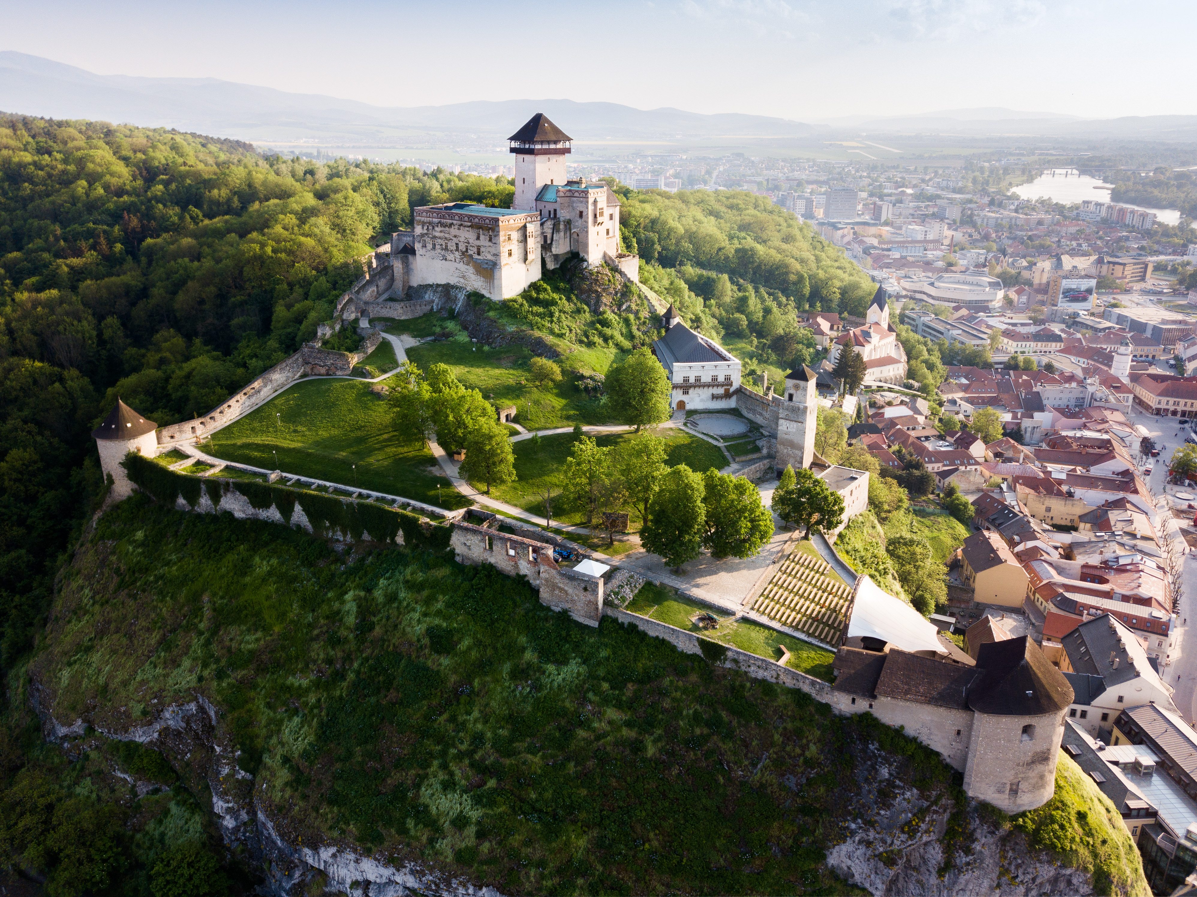 old town of Trenčín on a green hill