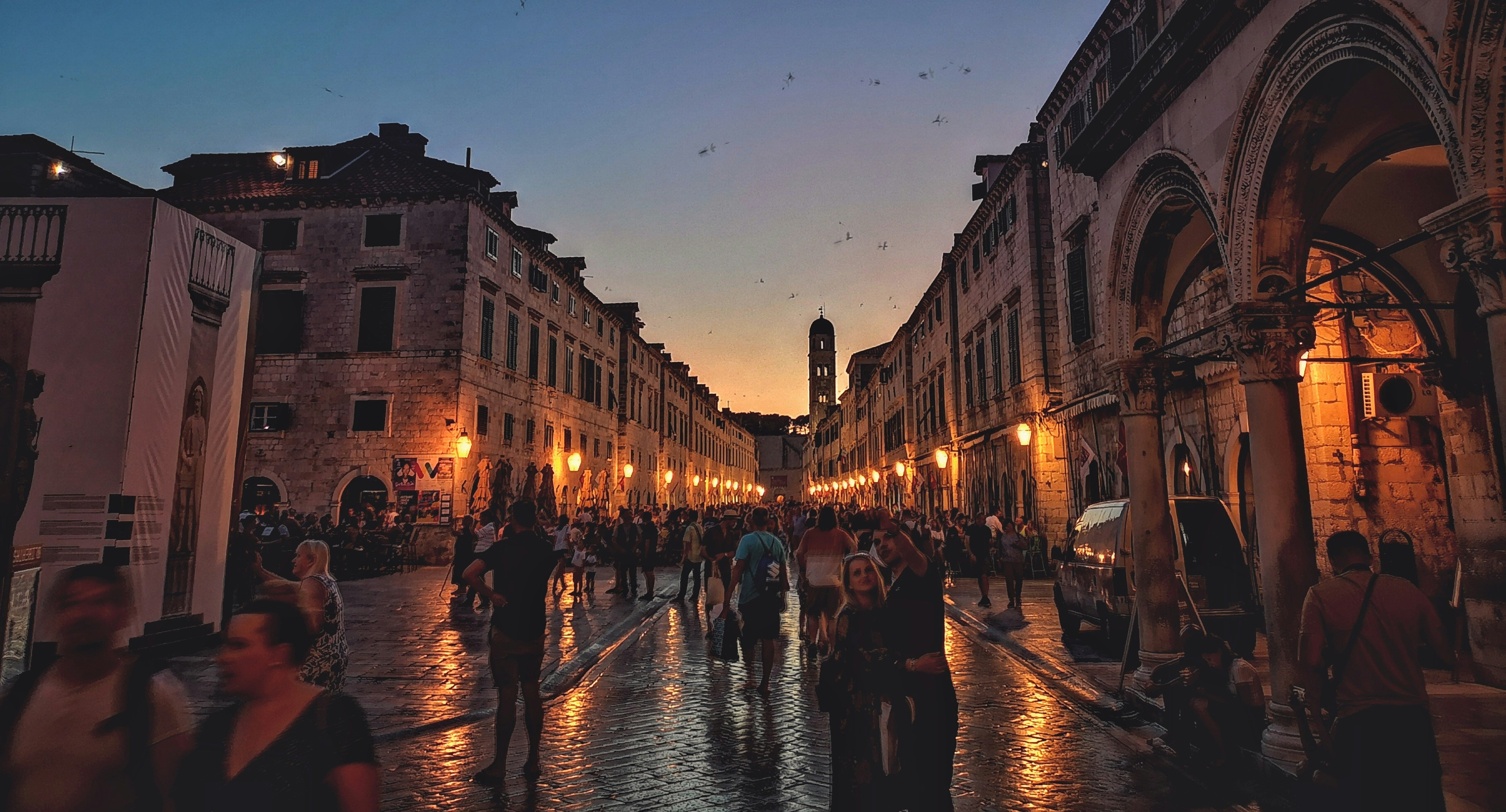 Tourists in the old town city centre 