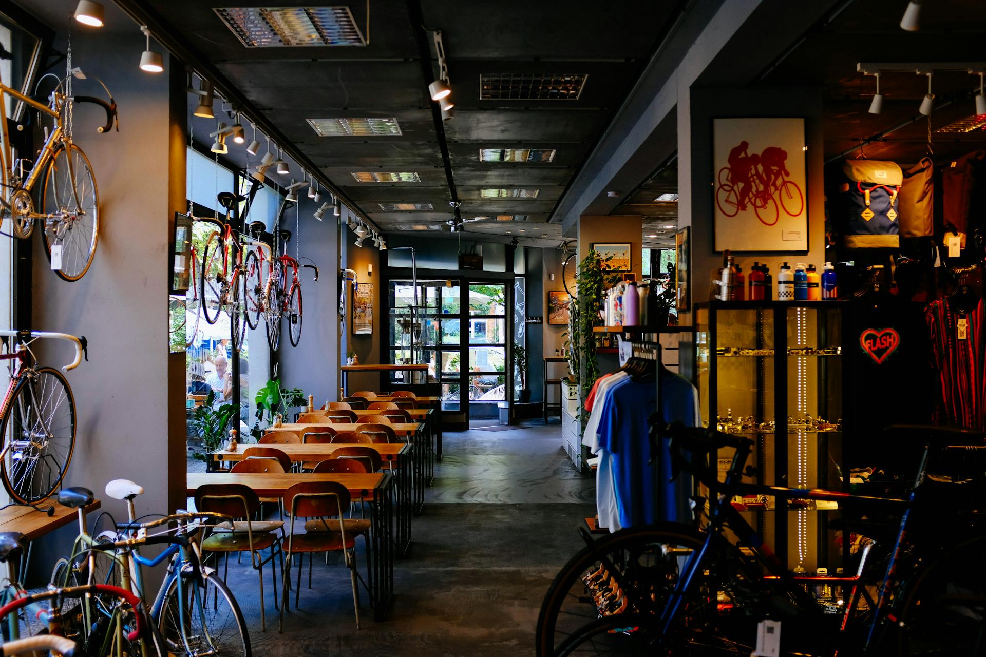 Bikes inside Café. 
