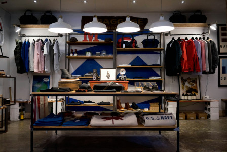 The photo presents the interior of a clothing store.