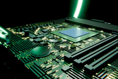 The photograph shows a computer chip.