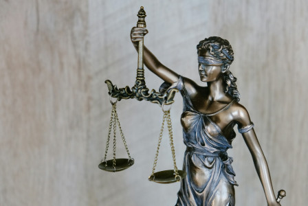 The photo shows Lady Justice.