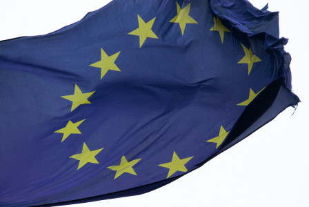 The photo presents the European Union flag.