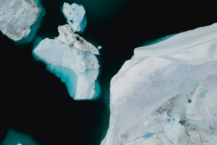 An illustrative photo of Arctic icebergs
