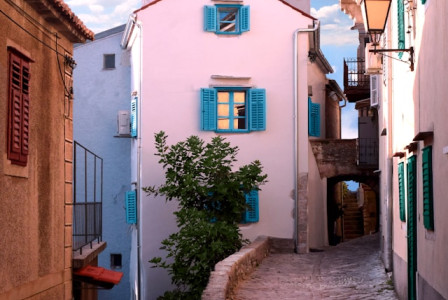 An illustrative photo of a concrete house with green plant in Croatia