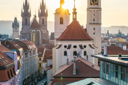 An illustrative photo of white and brown buildings in Czech Republic