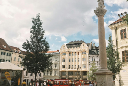 An illustrative photo of a square in Bratislava, Slovakia.