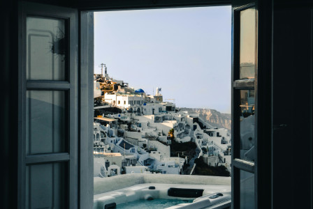 An illustrative photo of village from the window.