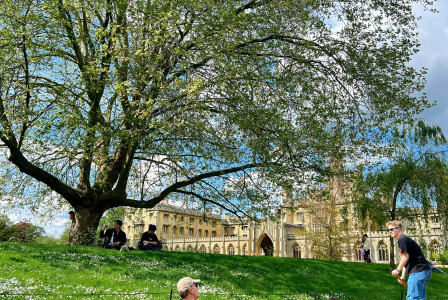 An illustrative photo of a tourist in a punting boat in Cambridge