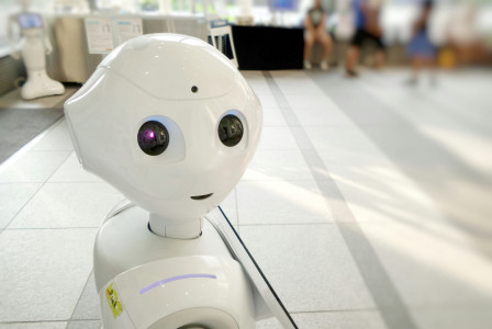 An illustrative photo of a white robot