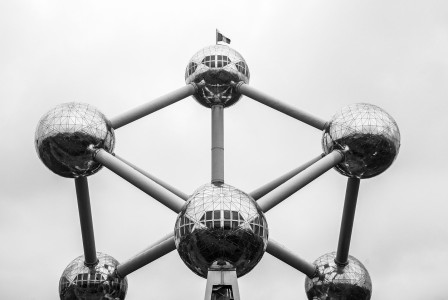 An illustrative photo of the modern building "Atomium" in Brussels, Belgium