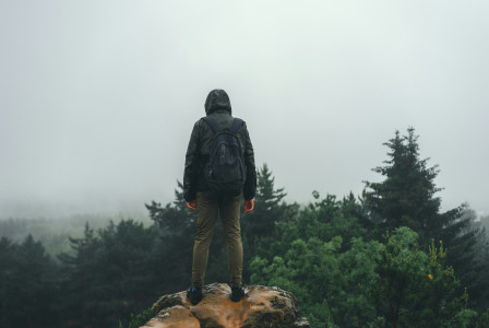 An illustrative photo of a man on the mountain