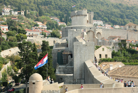 An illustrative photo of a castle with Croatian flag on top
