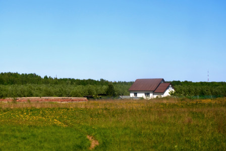 An illustrative photo of a house on grass field.