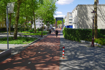 An illustrative photo of people walking on sidewalk near trees and building during daytime