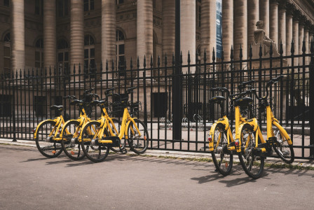 An illustrative photo of yellow-bicycles.